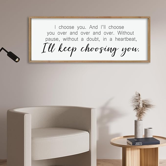 comurdyo I'll Keep Choosing You Sign 32"X12" for Master Bedroom Above Bed Wall Decor I Choose You Large Wood Framed Wall Hanging Art (Wood)-Ruum Studio Home