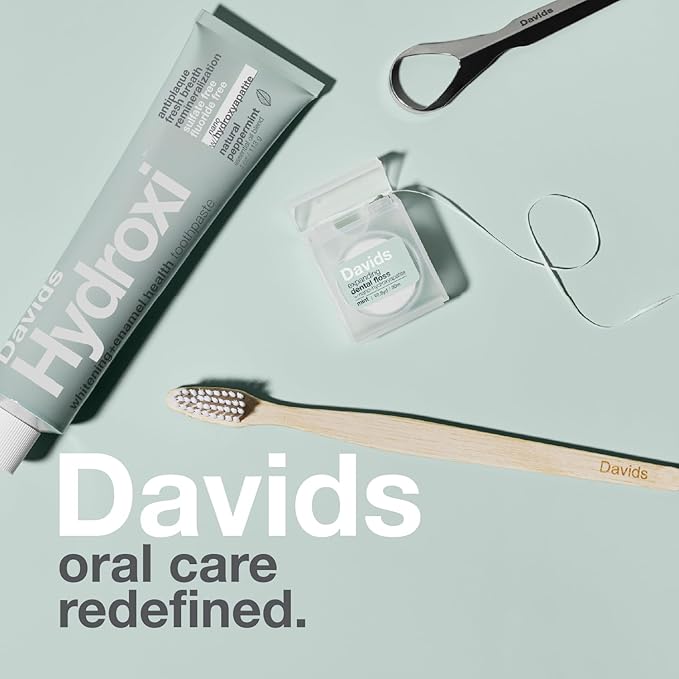 Davids Hydroxi Fluoride Free Nano Hydroxyapatite Whitening + Enamel Health Toothpaste, Antiplaque, Fresh Breath, Remineralizing, SLS Free, Natural Peppermint, 4 oz, Made in USA-Ruum Studio Home