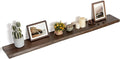 Floating Shelves for Wall Decor, Rustic Solid Elm Wood Live Edge Floating Shelves Wall Mounted, Wall Shelves with Invisible Bracket for Living Room Bathroom Bedroom Kitchen, 55 Inch, Walnut-Ruum Studio Home
