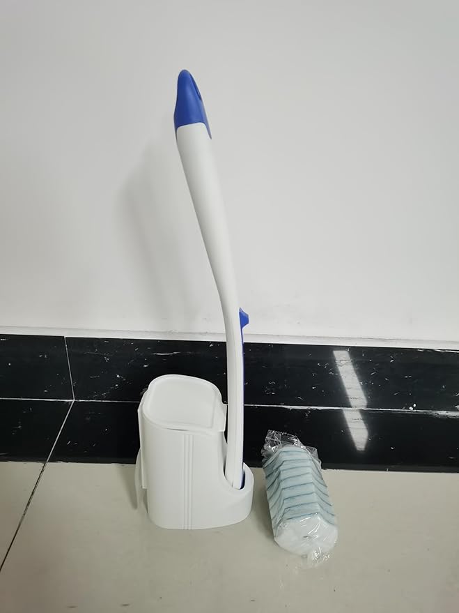 JEHONN Disposable Toilet Brush with 48 Wand Cleaner Refills, Wall Mounted Toilet Bowl Brush Holder Set, Bathroom Cleaning System for Sink Bathtub Wash Basin (Blue)-Ruum Studio Home