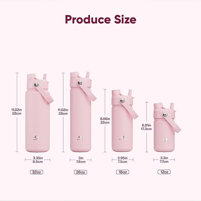 Insulated Water Bottle with Straw Stainless Steel Water Bottle, Leak-Proof, BPA-Free, Double Wall Vacuum Keeps Cold for 24 Hours for Sports, Travel, School (32 oz, Cotton Candy)-Ruum Studio Home