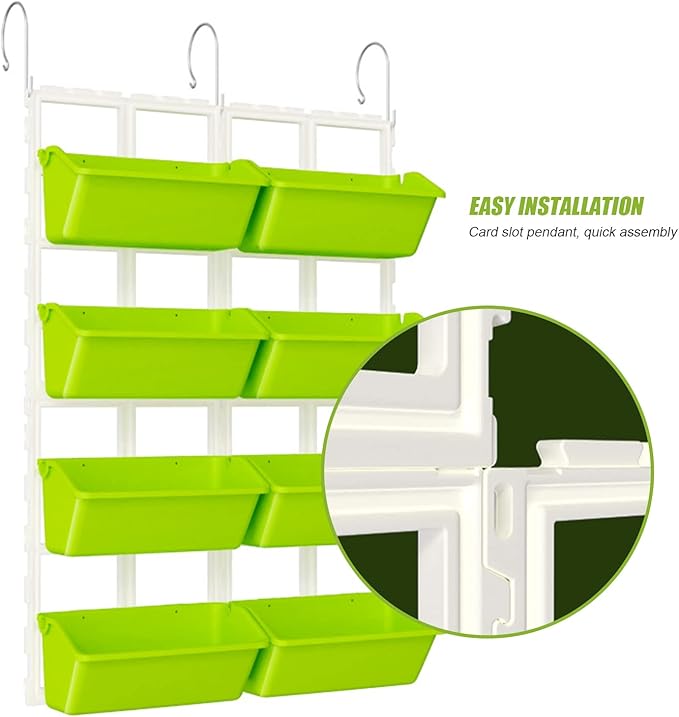 8 Pockets Vertical Planters,Wall Mounted Plastic Plant Grow Pots,Wall Pocket Planters for Indoor,Outdoor,Balcony,Garden Decoration,Light Green-Ruum Studio Home