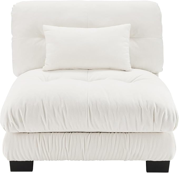 Armless Sofa W/1 Pillow - White-Ruum Studio Home
