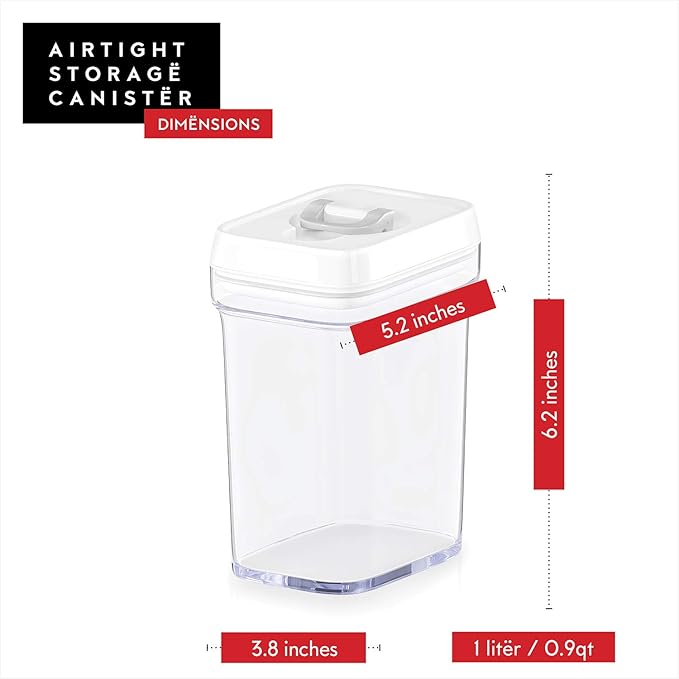DWËLLZA KITCHEN Airtight Food Storage Containers for Pantry With White Lids – 6 Pack - Clear Air Tight Kitchen Containers Pantry Organization and Storage - BPA-Free Plastic - Keeps Food Fresh & Dry-Ruum Studio Home