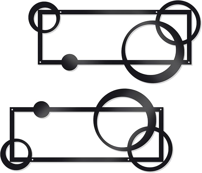 OYEFLY 2 Pcs Metal Abstract Wall Art,Modern Geometric Decor (Black, style 2)-Ruum Studio Home