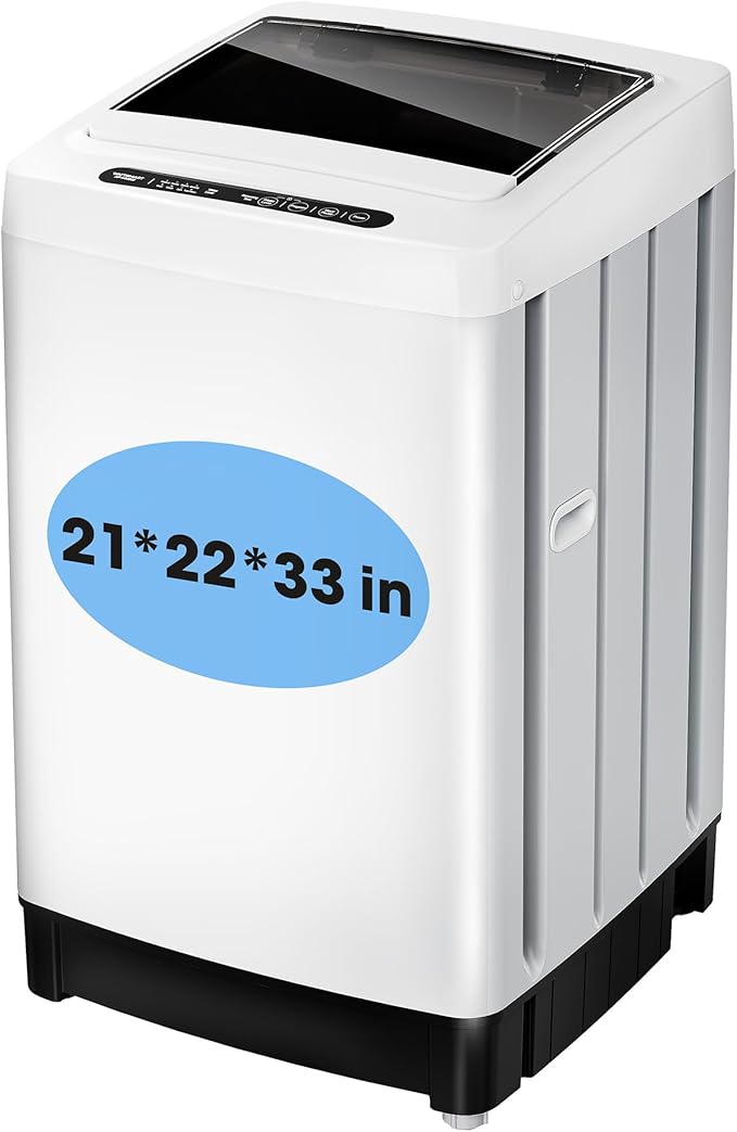Compact Top-Load Washing Machine, Full-Automatic 1.5 Cu.ft Washer with 10 Water Levels & 8 Wash Programs for Apartment, Home, Dorm and RVs-Ruum Studio Home
