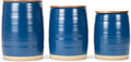 Nat & Jules Lidded Navy Blue 6 inch Ceramic and Wood Kitchen Canisters Set of 3-Ruum Studio Home