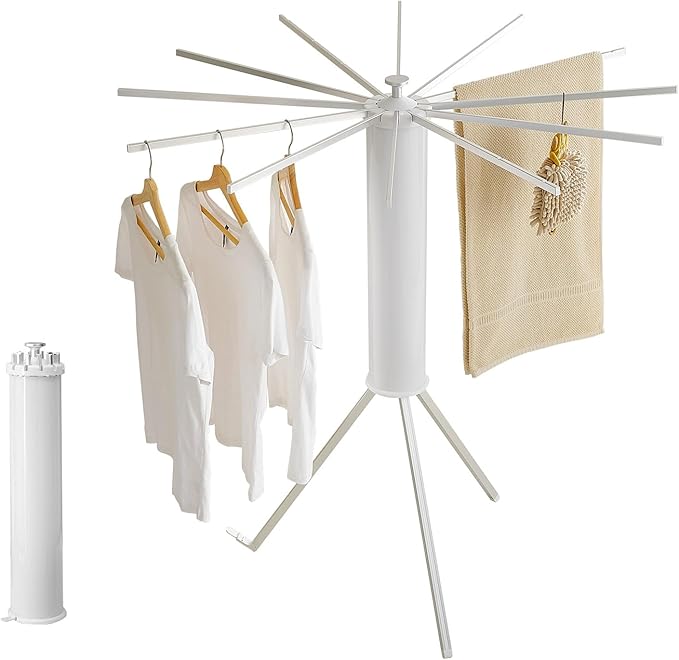 JOOM Tripod Clothes Drying Rack, Garment Rack Portable and Foldable Space Saving Laundry Drying Rack - Drying Rack Clothing Floor Folding Balcony Bedroom Household Aluminum-Ruum Studio Home