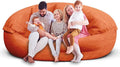 Bean Bag Chair for Adults 7FT,Soft Removable Cover for Teens/Girls Bedroom,Fluffy Giant Round Floor Beanbag Lounger Chairs (No Filler,Orange)-Ruum Studio Home