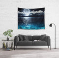 LB Moon Over Ocean Tapestry, Night Sky Tapestry Wall Hanging,3D Fantasy Psychedelic Watercolor Wall Art for Bedroom Living Room Dorm Home Decor,48 x 36 Inches-Ruum Studio Home