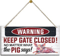 Rustic Warning Gate Plaque - Decorative Wooden Pig Sign for Farm Fence & Wall Gate Decor-Ruum Studio Home