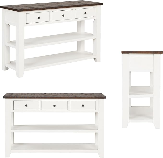 Farmhouse Wood Entryway Console Table 48-Inch Modern Sofa Entry Table with Drawers and Storage Shelves for Entrance Living Room (Antique White)-Ruum Studio Home