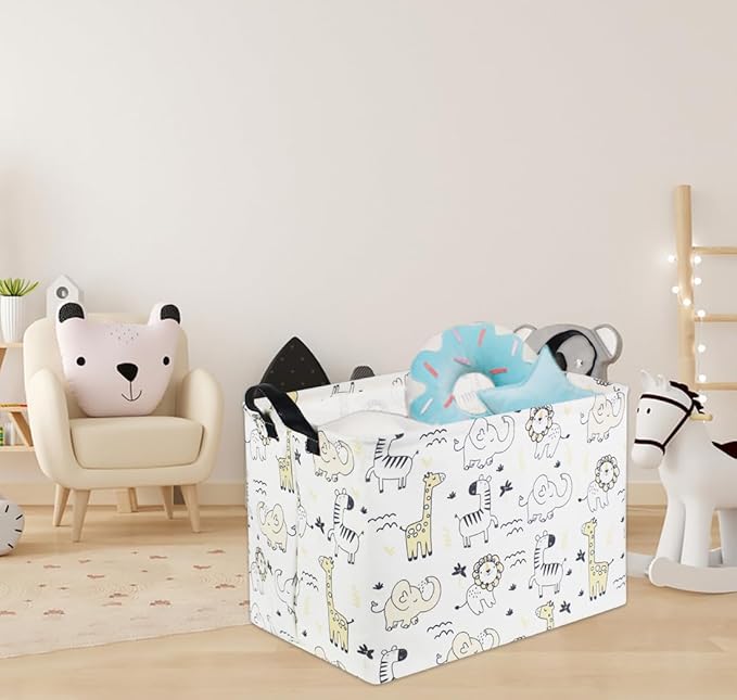 HIYAGON Baby Baskets kids Toy Basket for Boy and Girls Woodland Gift Basket Empty Cute Storage Bin Organizer Box Rectangular Animal Room Decor for Books(Animal)-Ruum Studio Home