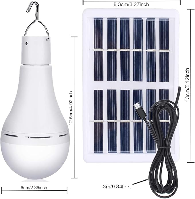Solar Light Bulb Portable 350LM Solar Powered Camping Light Led Lantern Outdoor for Lamp Light Hiking Fishing Tent Indoor Shed Chicken Coop Hurricane Emergency with USB Chargeable-Ruum Studio Home