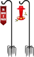 Gtongoko Shepherds Hook for Outdoor, 76 Inch Bird Feeder Pole with 7 Prongs Base, 3/4 Inch Thick Heavy Duty Adjustable Garden Hook for Hanging Plant, Hummingbird Feeder, Lantern, 2 Pack-Ruum Studio Home