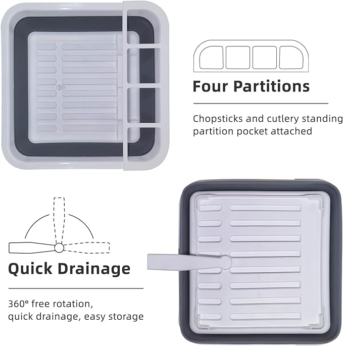 THANSTAR Collapsible Dish Drying Rack for RV Campers Portable Dinnerware Drainer Organizer for Kitchen Travel Trailer-Ruum Studio Home
