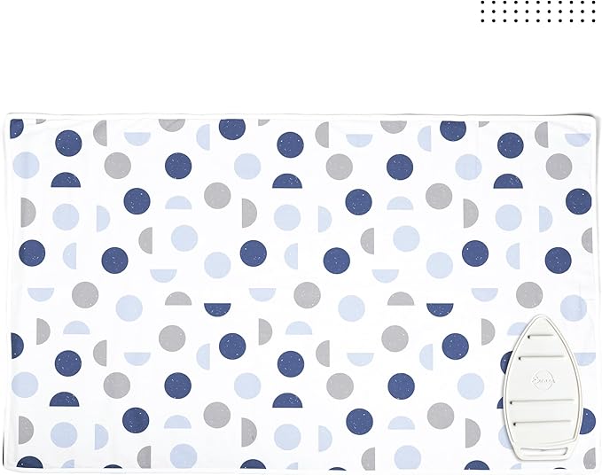 Encasa XO Ironing Mat/Pad (Large 48"x28") with 3mm Padding & Silicone Iron Rest for Steam Pressing on Tabletop or Bed - Heat Resistant, Portable, Quilting & Travel Blanket - Blue Moon-Ruum Studio Home