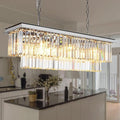 L39.4 Chrome Rectangle Modern Crystal Chandeliers Lighting Rectangular Pendant Ceiling Lights Fixture Lamp for Dining Living Room-Ruum Studio Home
