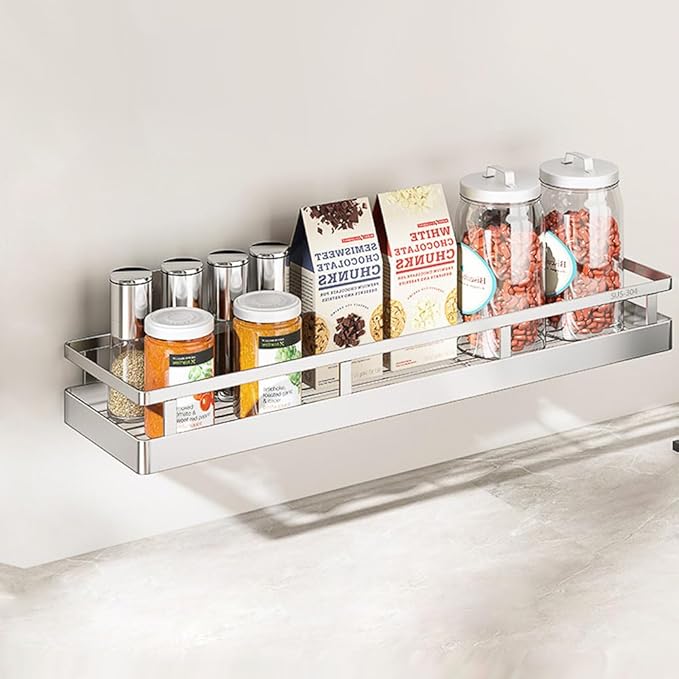2PCS Kitchen Spice Rack, SUS304 Stainless steel Wall Mount Storage Rack, Seasoning Container, 19.7Inch Spice Organizer, Kitchen Seasoning Hanging Rack, Bathroom Shelf for Storing Toiletries-Ruum Studio Home