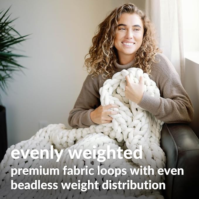 Nuzzie Chunky Knit Blanket - Breathable, Cooling, Hand Made Knit Throw Blanket for Sleep - Machine Washable, Stylish Decor Design (Cream, Full | 16lbs | 48"x72")-Ruum Studio Home