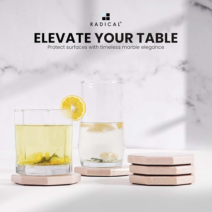 Radicaln Marble Coasters Star 3.5" Inches Verona Handmade Drink Coasters Set of 6 for Coffee Table, Car Cup Holders & Bar Use, Ideal Coffee Table Decor-Ruum Studio Home