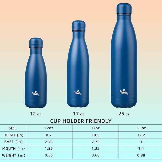 Insulated Water Bottles,17 oz Double Wall Stainless Steel Vacumm Metal Flask for Sports Travel,Blue-Ruum Studio Home