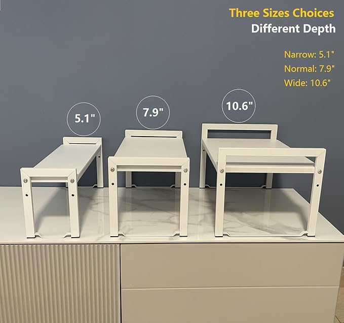 Expandable Cabinet Shelf Organizer 16-26" L Stackable Kitchen Counter Shelf Rack Stand Sink Riser Countertop Storage White (Normal 7.9”D)-Ruum Studio Home
