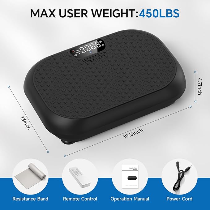 Vibration Plate Exercise Machine Weight Loss, Full Body Shaker Workout Vibration Plates Lymphatic Drainage, Stand Shake Vibrating Plate for Women Men 450 Lbs Capacity Fitness Platform-Ruum Studio Home