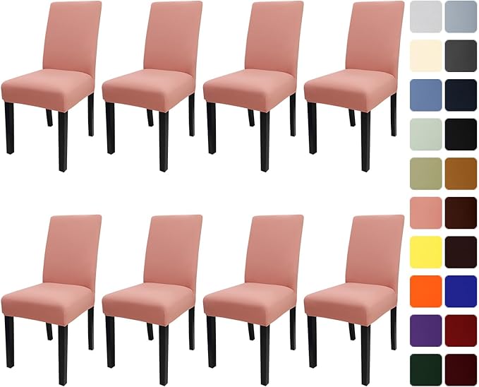 JQinHome Terra Cotta Chair Covers for Dining Room Set of 8, High Stretch Removable Washable Parsons Chair Slipcover for Home Party Hotel Wedding Ceremony (8PCS, Terra Cotta)-Ruum Studio Home