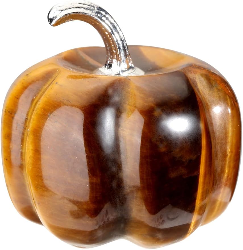 Jovivi Tiger Eye Crystal Pumpkin Figurine, 1.2" Mini Carved Gemstone Pumpkin Statue Decor Healing Stones Decorative Ornaments for Fall Harvest Thanksgiving Halloween Decorations Home Decor-Ruum Studio Home