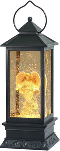 Eldnacele Musical Singing and Lighted Plug-in & Battery Operated Lighted Christmas Water Glittering Snowing Globe Christians Church Lantern for Home Decoration Angel-Ruum Studio Home