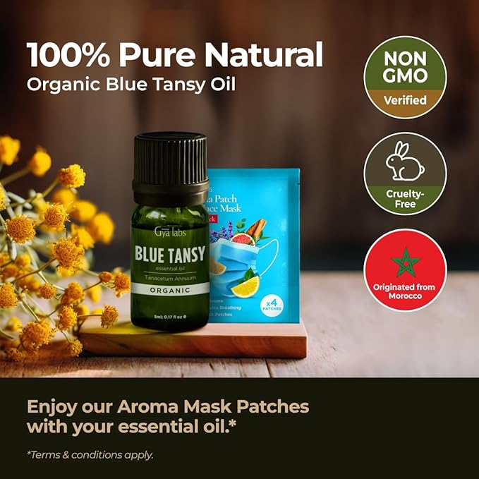 Gya Labs Blue Tansy Essential Oils for Skin - 0.17 Fl Oz - 100% Pure Natural Organic Blue Tansy Oil for Face, Diffuser, Candle Making Scent-Ruum Studio Home