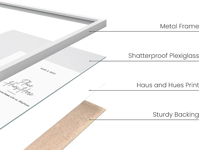 HAUS AND HUES 9x12 White Metal Picture Frames - Features Premium Aluminum, Vertical & Horizontal Hang, Shatterproof Plexiglass - Perfect for Home, Room, Office (9x12 in, White, Set of 25)-Ruum Studio Home