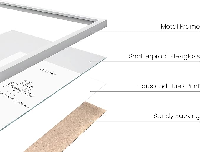 HAUS AND HUES 5x7 White Metal Picture Frames - Photo Frames 5X7 - Features Premium Aluminum, Vertical Hanging, Easel Back for Tabletop, Home, Office (5x7 in, White, Set of 4)-Ruum Studio Home
