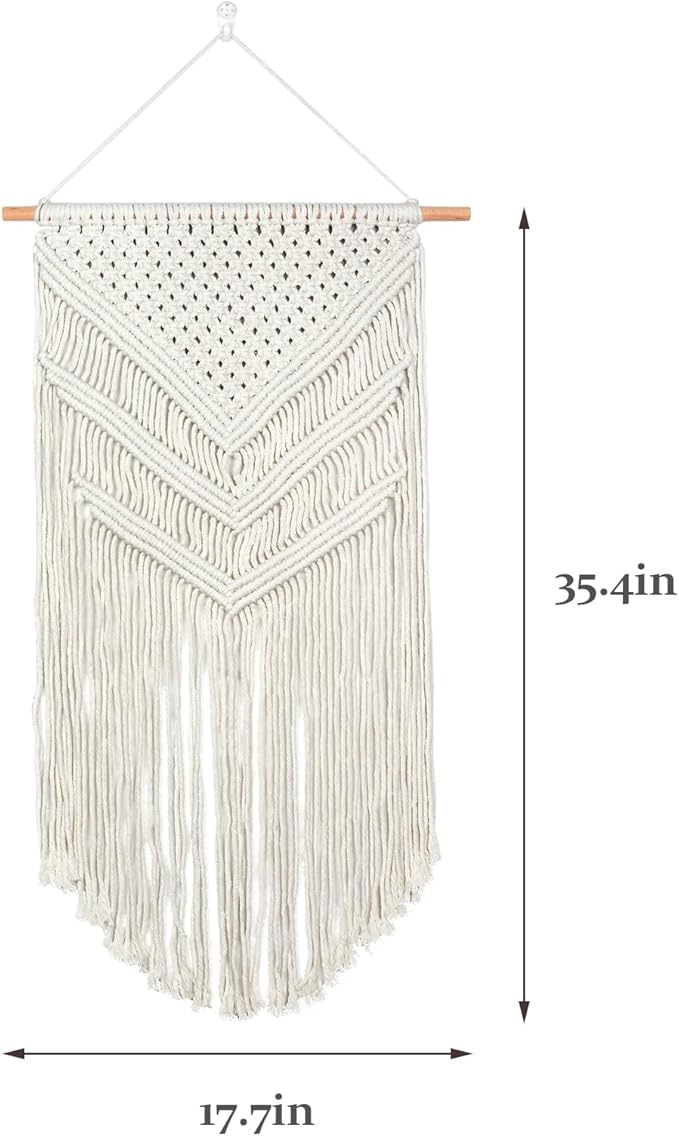 JONKASIPA Macrame Woven Wall Hanging, Bohemian Wall Decor, Handmade Woven Tapestry with Tassels, Delicate Lace Decor Crafts for Bedroom,Living Room or Farmhouse (Beige)-Ruum Studio Home