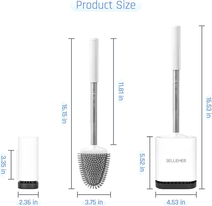 Sellemer Toilet Brush and Holder Set for Bathroom, Flexible Toilet Bowl Brush Head with Silicone Bristles, Compact Size for Storage and Organization, Ventilation Slots Base (4 Pack, Multicolor)-Ruum Studio Home