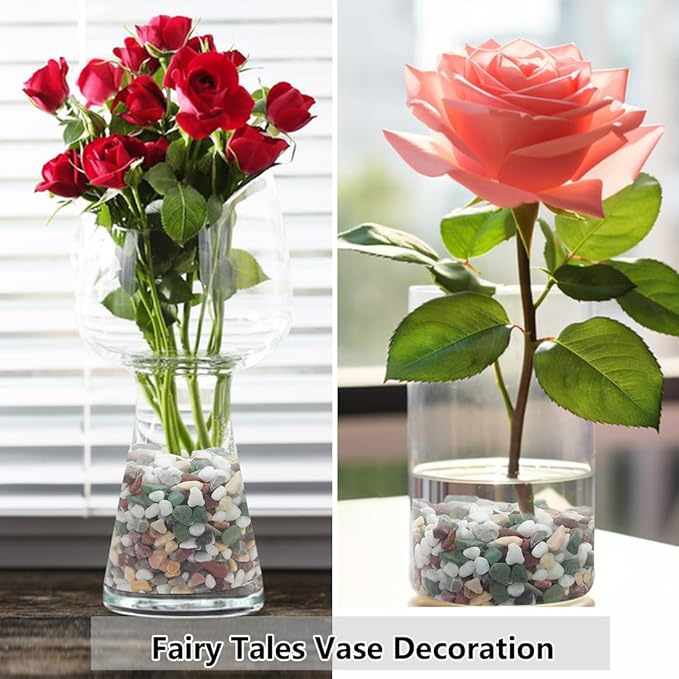 2LB Succulent and Cactus Gravel Pebbles, 1/5 Inch Natural Decorative Polished Stones, River Rocks for Vases Gardening Indoor and Outdoor Decorative Rocks, Colorful-Ruum Studio Home