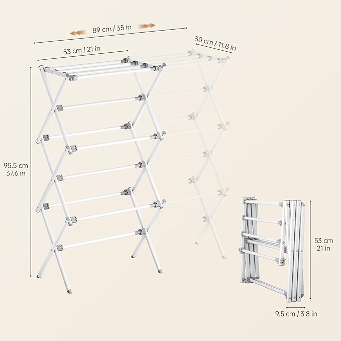 APEXCHASER Drying Rack Clothing, Clothes Drying Rack Foldable, Laundry Drying Rack Expandable, Small Clothe Hanger for Baby Clothes Towels Bibs, Socks, Clothes Airer for Indoor & Outdoor Use, White-Ruum Studio Home