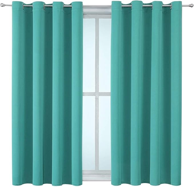 ChrisDowa Grommet Room Darkening Curtains for Bedroom and Living Room - 2 Panels Set Thermal Insulated Blackout Curtains (Teal, 52W x 63L)-Ruum Studio Home