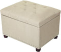 Joveco Storage Ottoman Bench Rectangular Fabric Organization Tufted Footrest for Living Room Bedroom, Upholstered Padded Footstool Coffee Table Seat with Lift Top-Ruum Studio Home