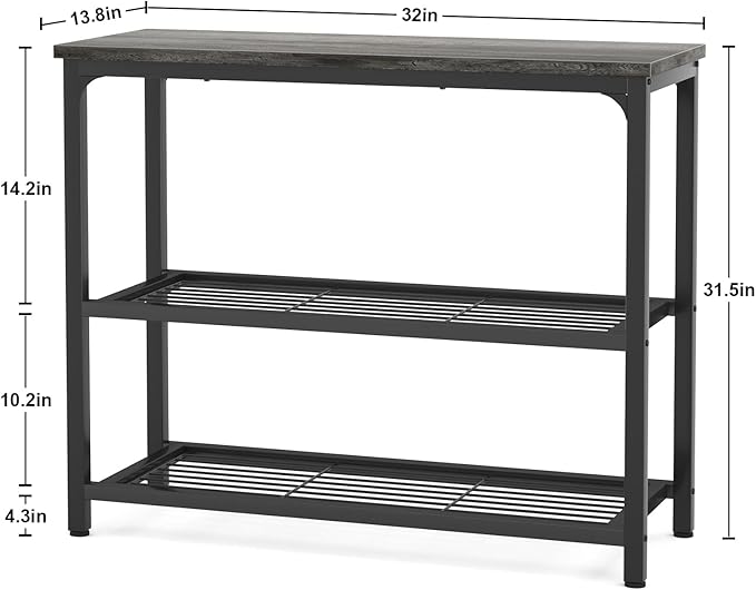 Ecoprsio Small Console Table, Sofa Table with Double Mesh Shelves, Modern Entryway Table for Entryway, Hallway, Foyer, Front Hall, Sofa Couch, Living Room, Bar, Kitchen, 32 Inch, Grey-Ruum Studio Home