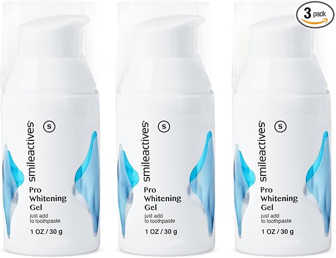 Smileactives Teeth Whitening Gel for Toothpaste with Clinical-Grade Hydrogen Peroxide, Tooth Stain Remover for White Teeth, Dentist Quality Pro Whitening Gel to Remove Coffee Stains, 3 Pack, 1 oz-Ruum Studio Home
