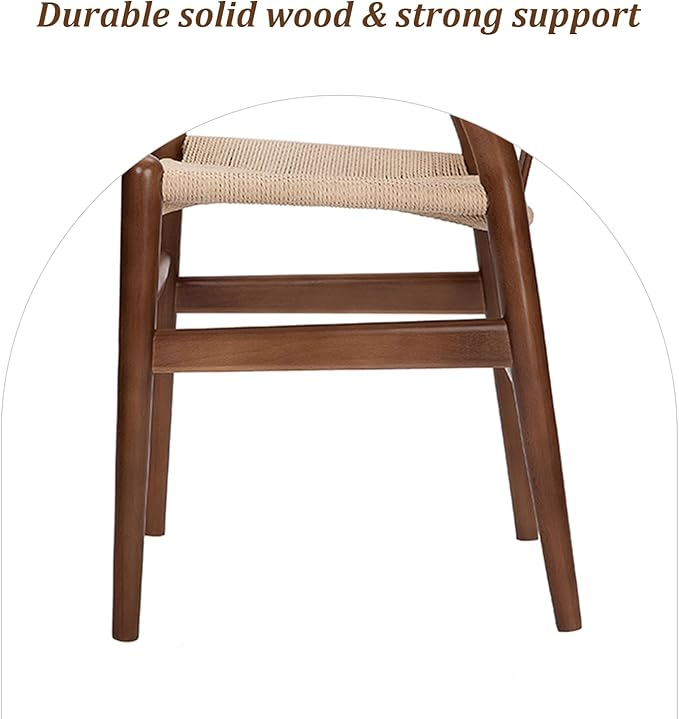 Wishbone Chair Natural Solid Wood Dining Chair/Hans Vegner Y Chair Rattan and Wood Accent Armrest Chairs Set of 1 (Ash Wood - Walnut)-Ruum Studio Home