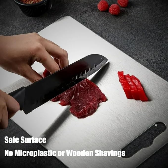 Titanium Cutting Board - 2025 New Upgrade 100% Pure Titanium Cutting Boards for Kitchen Double Sided Non Toxic Titanware Cutting Board,Hygiene Durable Dishwasher Safe Chopping Board (14"L x 10"W)-Ruum Studio Home