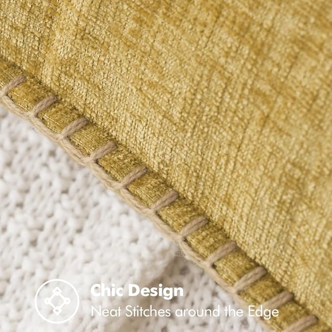 MIULEE Pack of 2 Couch Throw Pillow Covers 20x20 Inch Mustard Yellow Farmhouse Decorative Pillow Covers with Stitched Edge Soft Chenille Solid Dyed Fall Pillow Covers for Sofa Bed Living Room-Ruum Studio Home