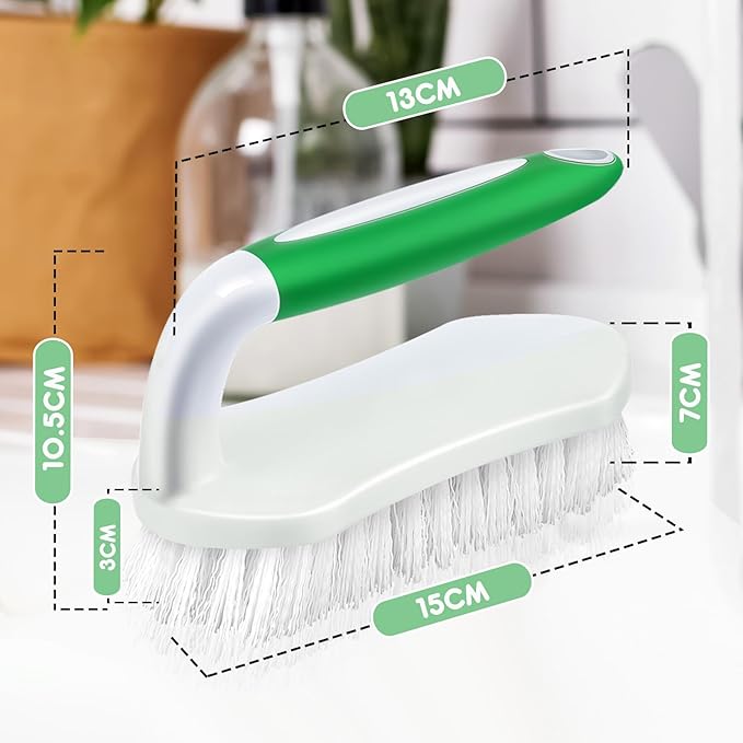 Lallisa 12 Pcs Scrub Brush for Cleaning with Handle Comfortable to Grip Heavy-Duty Flexible Stiff Bristles Scrubber Brushes Bulk for Shower Bathroom Carpet Kitchen Floor Tiles (Gray,Green,Blue)-Ruum Studio Home