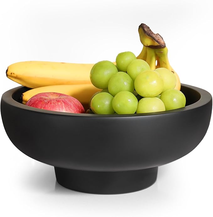 Concrete Fruit Bowl – Large Decorative Pedestal Bowl for Kitchen Counter, Entryway, or Coffee Table – Modern Catch – All Key Bowl – Heavyweight Centerpiece for Home Decor (Concrete)-Ruum Studio Home