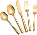 Gold Silverware Set Flatware Set Stainless Steel Cutlery Set Hexagon Handle Home Kitchen Daily Use 30 Pieces Service for 6-Ruum Studio Home