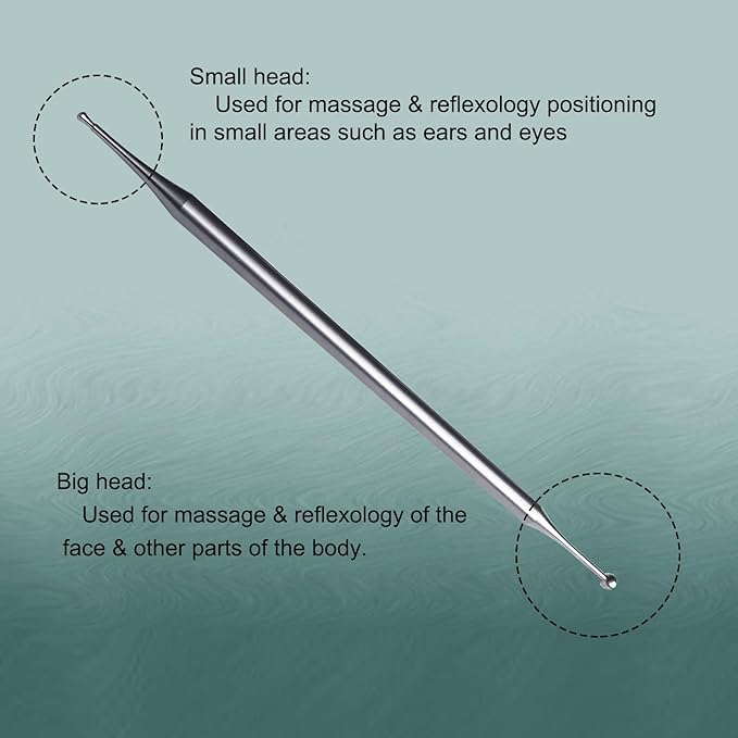 BYYDDIY 6.3inch Stainless Steel Dual Head Facial Reflexology Tools,Ear Massage Tool,Body Point Probe Pen &Trigger Point Massager Tool for Deep Tissue (6.3inch)-Ruum Studio Home