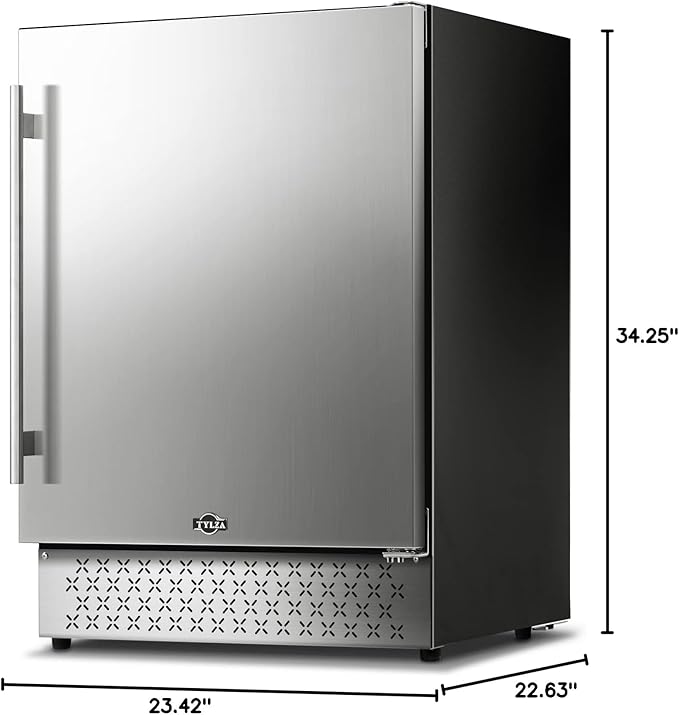 Tylza Outdoor Beverage Refrigerator 24 Inch, Stainless Steel Under Counter Beverage Cooler, 190 Cans Beer Fridge Built-in and Freestanding Beverage Fridge-Ruum Studio Home